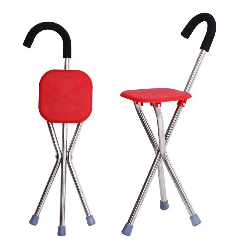 1Pc Folding Cane Seat Crutch Stool Adjustable Height Lightweight Portable 9537231159598-1