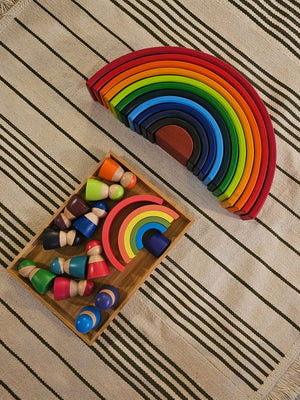 Wooden Rainbow Puzzle – Montessori-Inspired Educational Toy For Creative Play