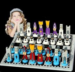 Educational Wooden Cartoon Chess Set