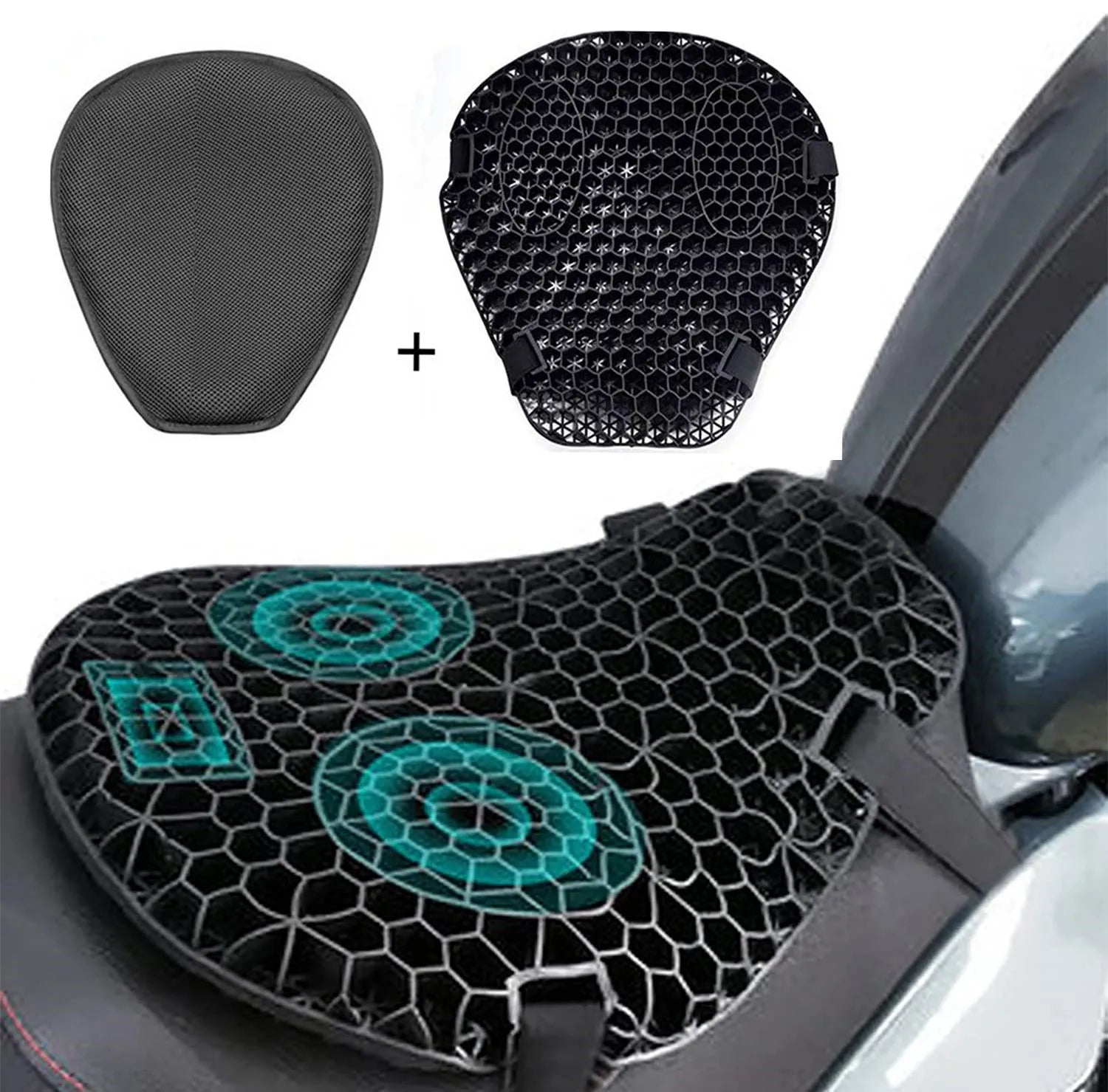 Moto 3D Honeycomb Shock Cushion - Advanced Shock Relief Seat Cushion 8144628580550-1
