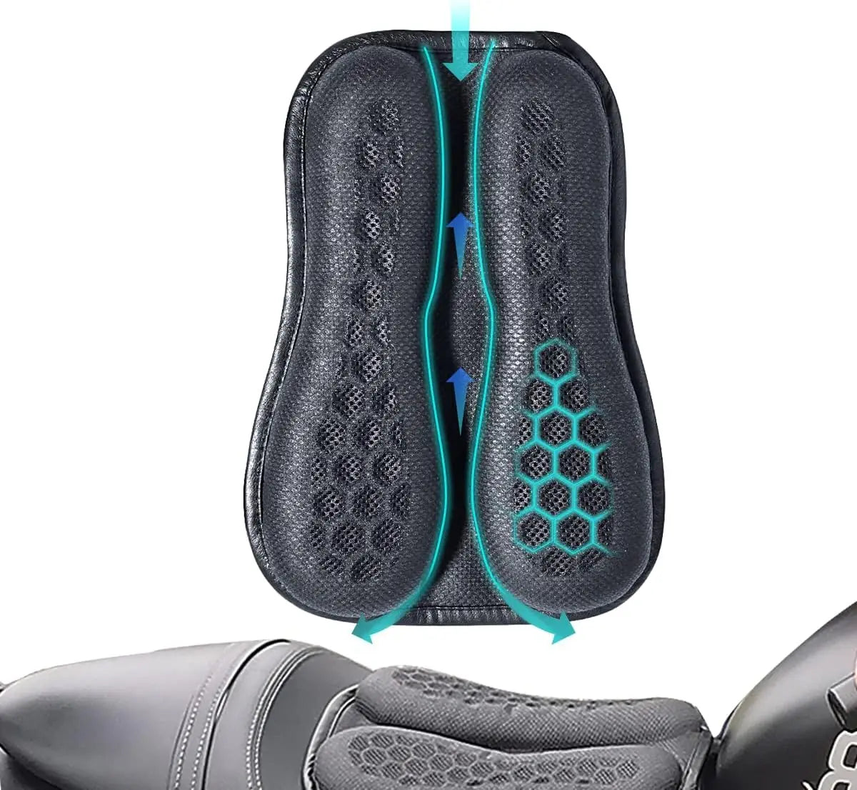 Moto 3D Honeycomb Shock Cushion - Advanced Shock Relief Seat Cushion 8144628580550-1