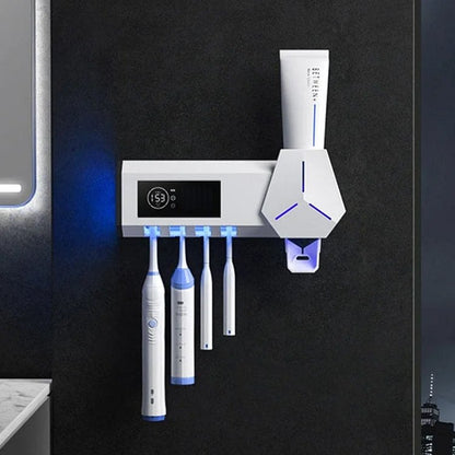 Smart UV Toothbrush Holder - Multifunctional Toothbrush Sanitizer, Disinfector & Automatic Toothpaste Dispenser Squeezer 7981556662470-1