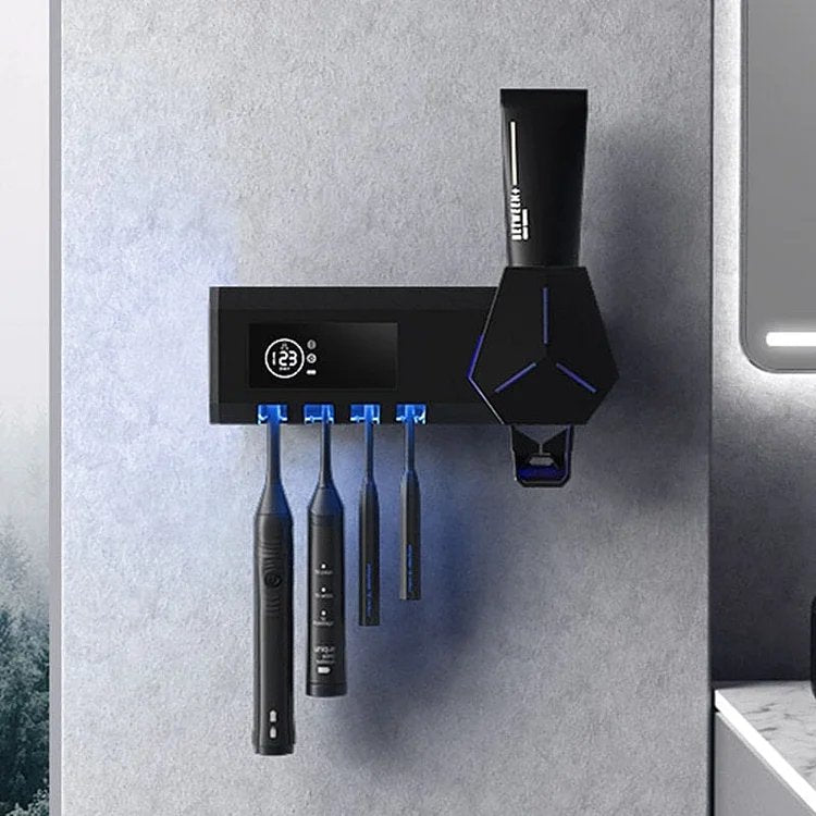 Smart UV Toothbrush Holder - Multifunctional Toothbrush Sanitizer, Disinfector & Automatic Toothpaste Dispenser Squeezer 7981556662470-1