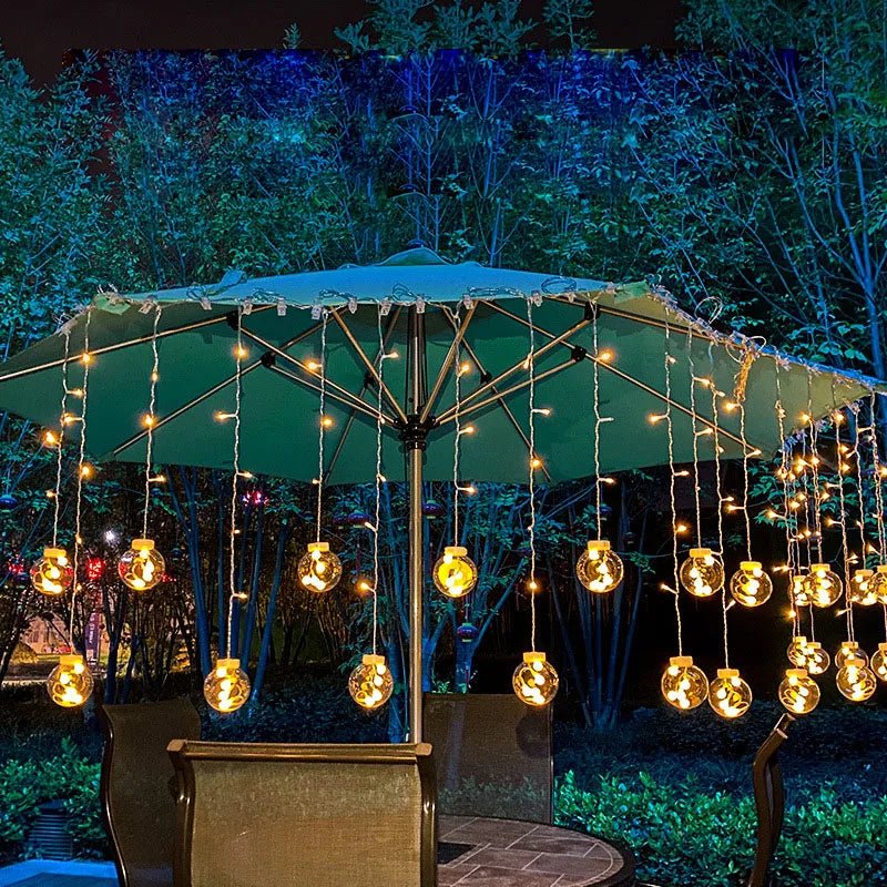 Solar Outdoor Pendant String Lights, Waterproof For Garden Décor