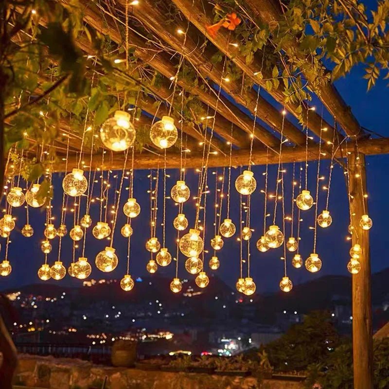 Solar Outdoor Pendant String Lights, Waterproof For Garden Décor