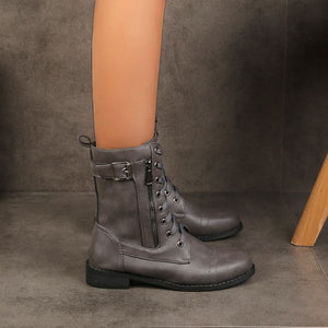 Women'S Round Toe Side Zipper Leather Orthopedic Boots