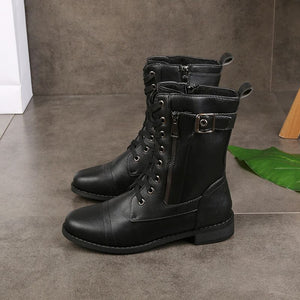 Women'S Round Toe Side Zipper Leather Orthopedic Boots