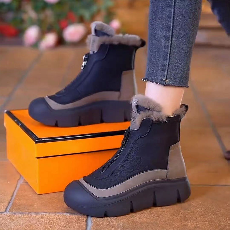 Women'S Waterproof Warm Zipper Snow Boots