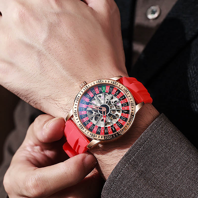 Men'S Waterproof Luminous Roulette Skeleton Automatic Mechanical Watch 9699500589358-1