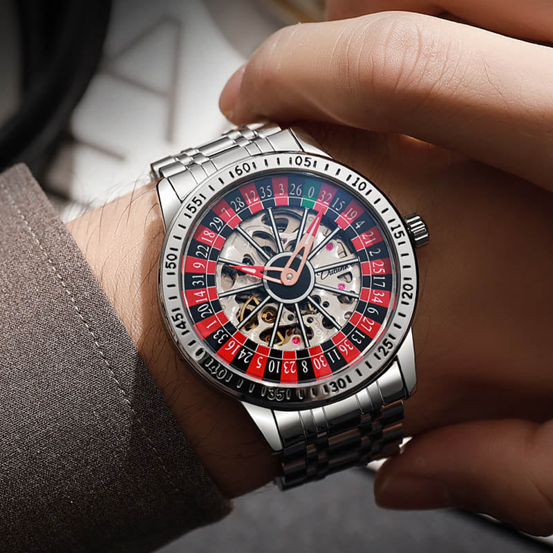 Men'S Waterproof Luminous Roulette Skeleton Automatic Mechanical Watch 9699500589358-1
