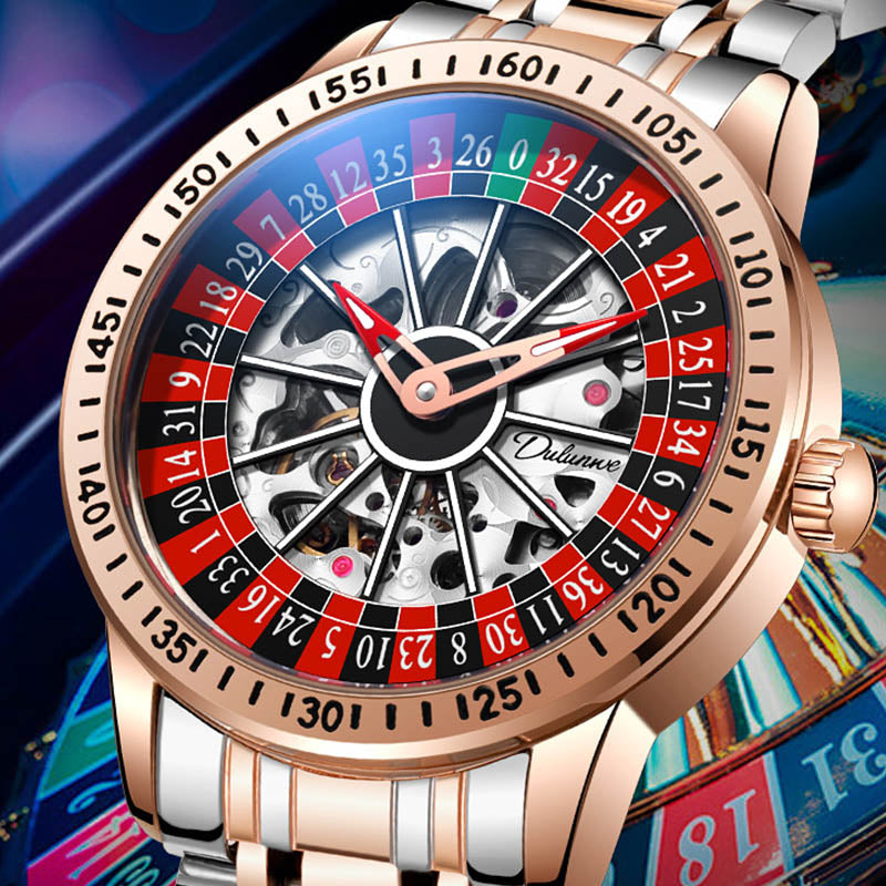 Men'S Waterproof Luminous Roulette Skeleton Automatic Mechanical Watch 9699500589358-1