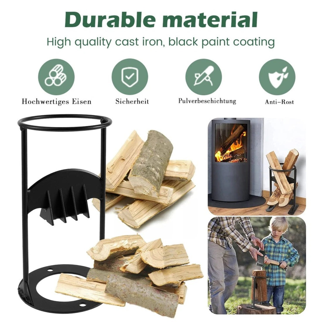 Heavy-Duty Kindling Splitter – Manual Firewood Log Splitter for Safe and Easy Wood Cutting SH1751817214987861000