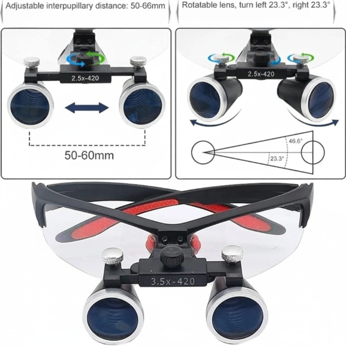 Dental Loupes Magnifier with & LED Headlight for Precision Work 9840492413249-1