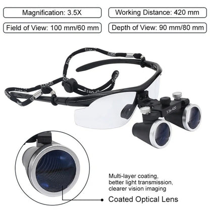 Dental Loupes Magnifier with & LED Headlight for Precision Work 9840492413249-1