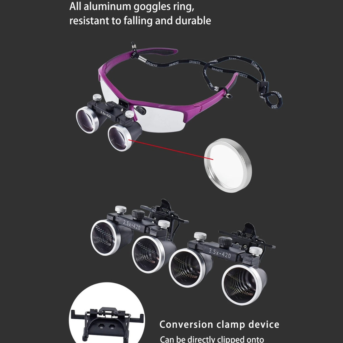 Dental Loupes Magnifier with & LED Headlight for Precision Work 9840492413249-1