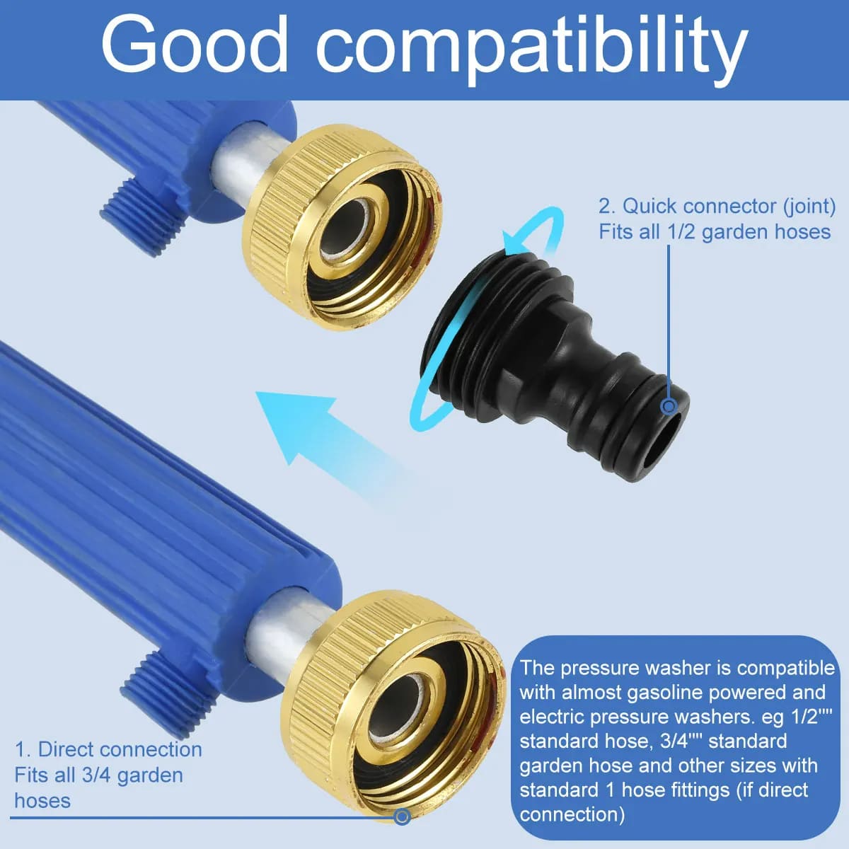 Metal Garden Hose Power Washer – Water Jet Spray Wand with Car Wash Hose Attachment 258711