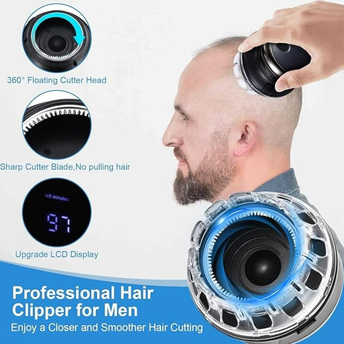 Rotary Round Hair Clippers – UFO Design for Men’s Self Haircuts 1005006723977571_Silver