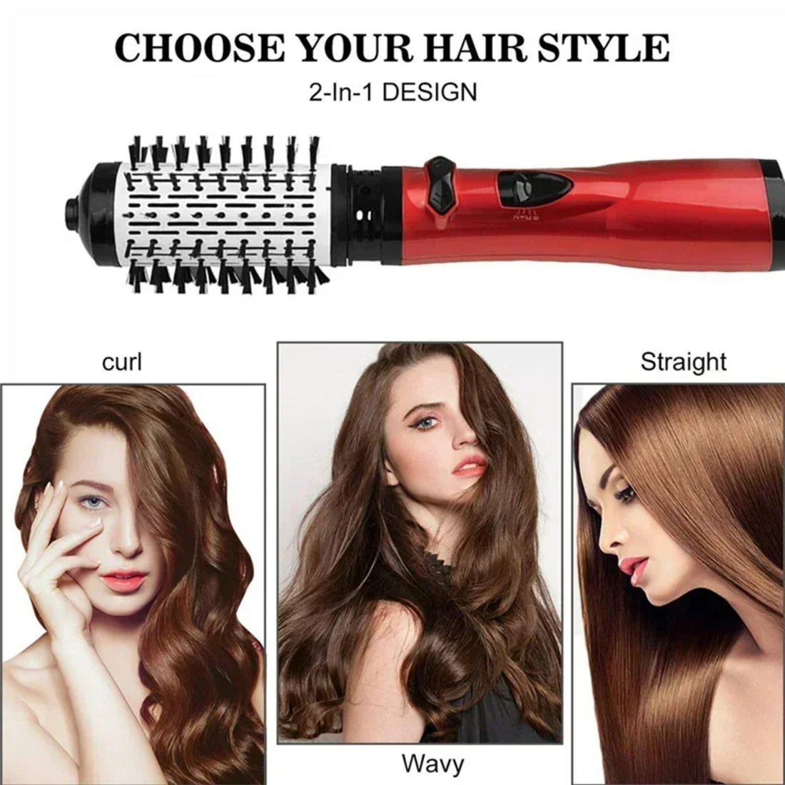 Electric Rotating Hair Dryer - 3 in 1 Styler with Hot Air and Round Brush 338031