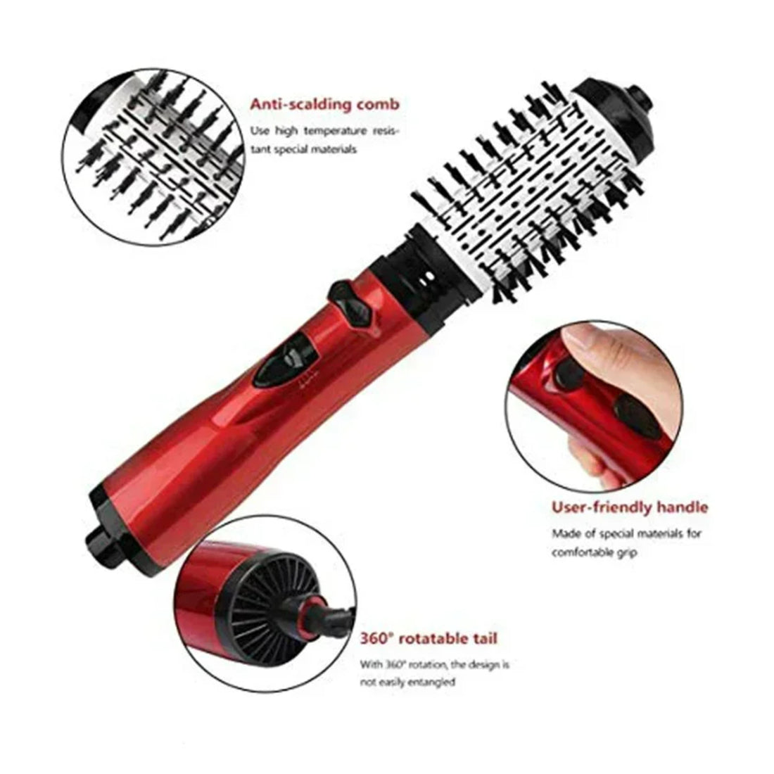 Electric Rotating Hair Dryer - 3 in 1 Styler with Hot Air and Round Brush 338031