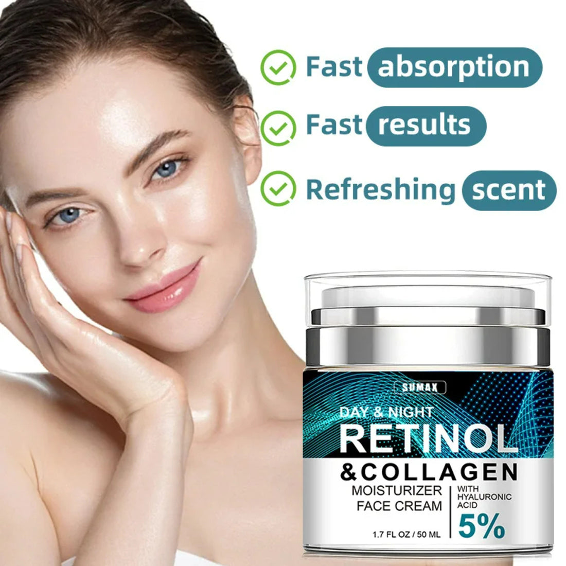 Collagen Retinol Face Cream for Wrinkle Repair - Day and Night Moisturizer 345695