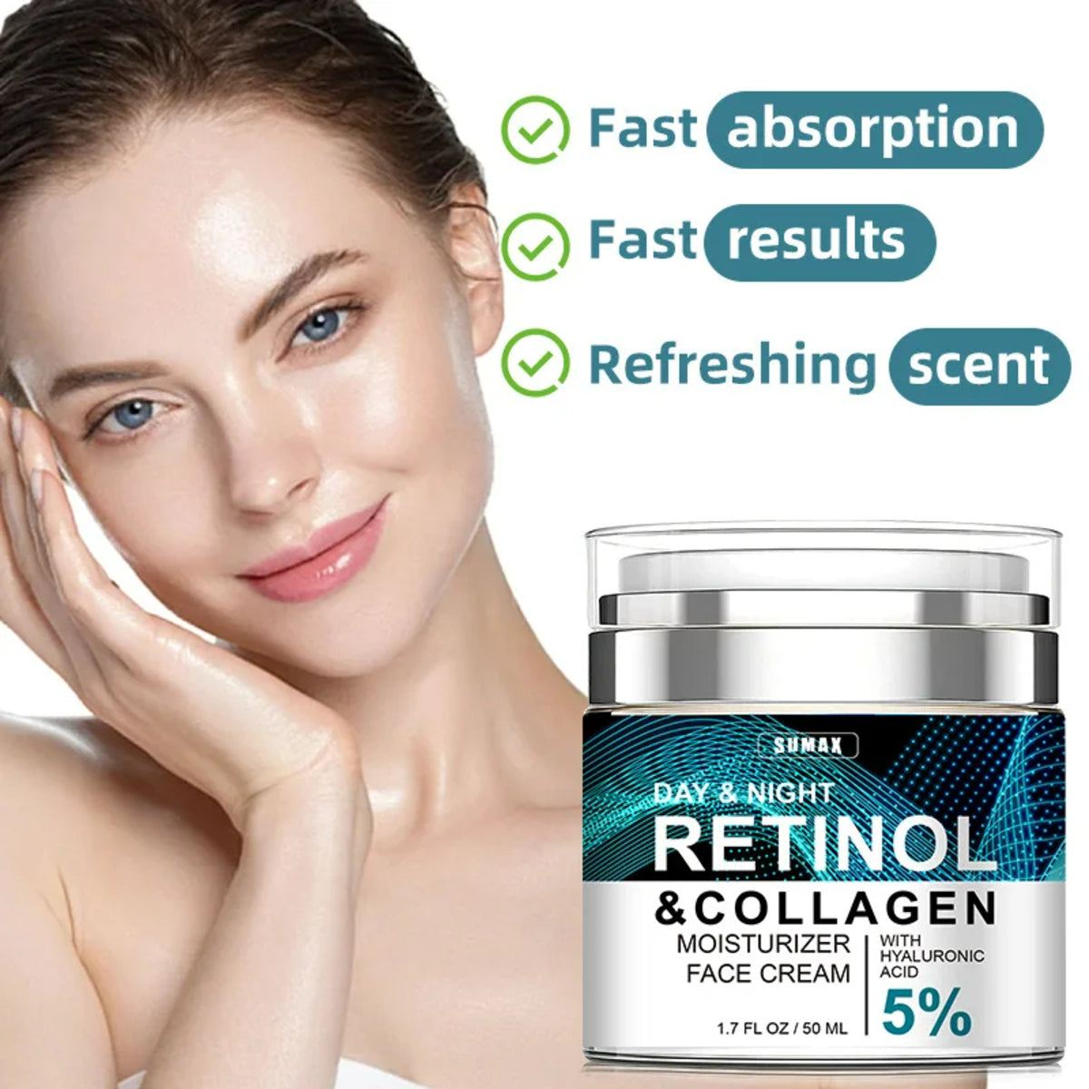 Collagen Retinol Face Cream for Wrinkle Repair - Day and Night Moisturizer 345695