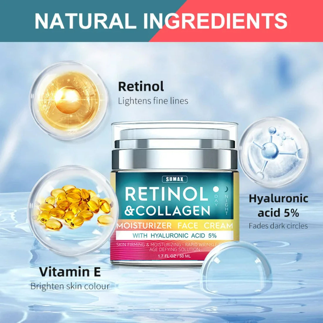 Collagen Retinol Face Cream for Wrinkle Repair - Day and Night Moisturizer 345695