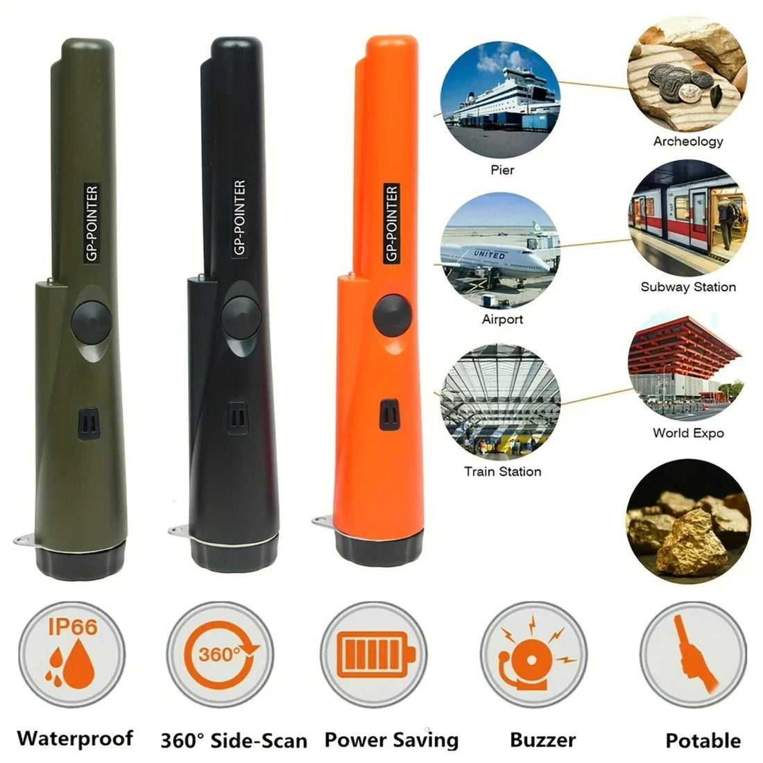Waterproof Pinpoint Metal Detector – Small Handheld LED Finder 262205