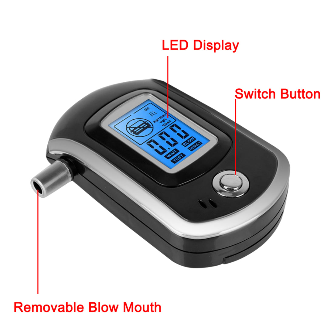 Accurate LCD Alcohol Breath Tester – Handheld Digital Breathalyzer with Display 260956
