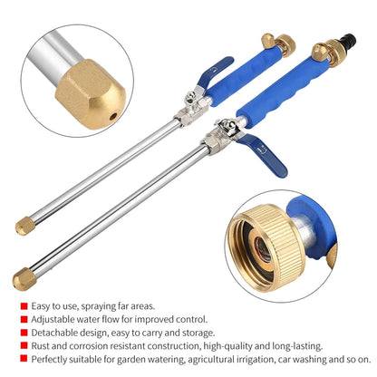 Metal Garden Hose Power Washer – Water Jet Spray Wand with Car Wash Hose Attachment 258711