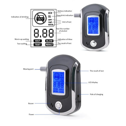 Accurate LCD Alcohol Breath Tester – Handheld Digital Breathalyzer with Display