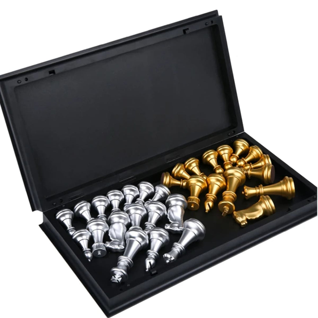 Portable Folding Magnetic Chess Set for Travel & Beginners - Metallic, Waterproof, Gold and Silver 32877153238-al