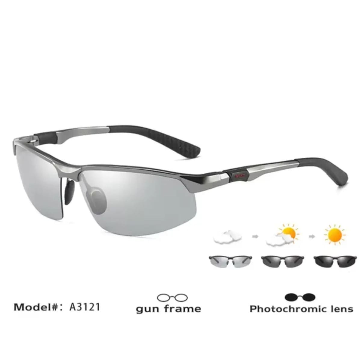 Anti-glare Photochromic Sunglasses for Driving – Polarized UV400, Aluminium Frame 186090