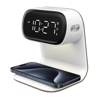 Creative 3-in-1 Bedside Lamp – Wireless Phone Charger & Smart Alarm with LCD Display for a Sleek, All-in-One Nightstand Upgrade 8361995010246-1