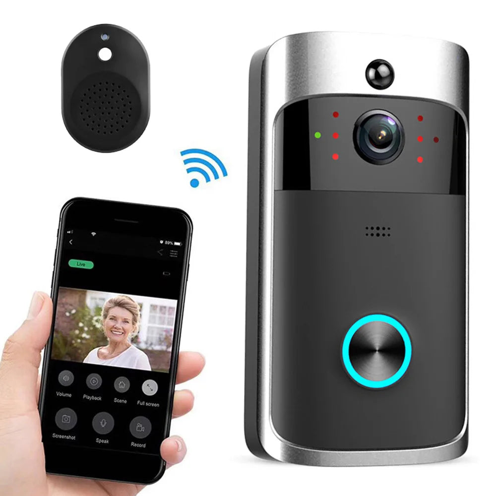 Wireless HD WiFi Video V5 Doorbell - 720P Night Vision, Two-Way Intercom & Motion Alerts for Home Security 9957152129345-1
