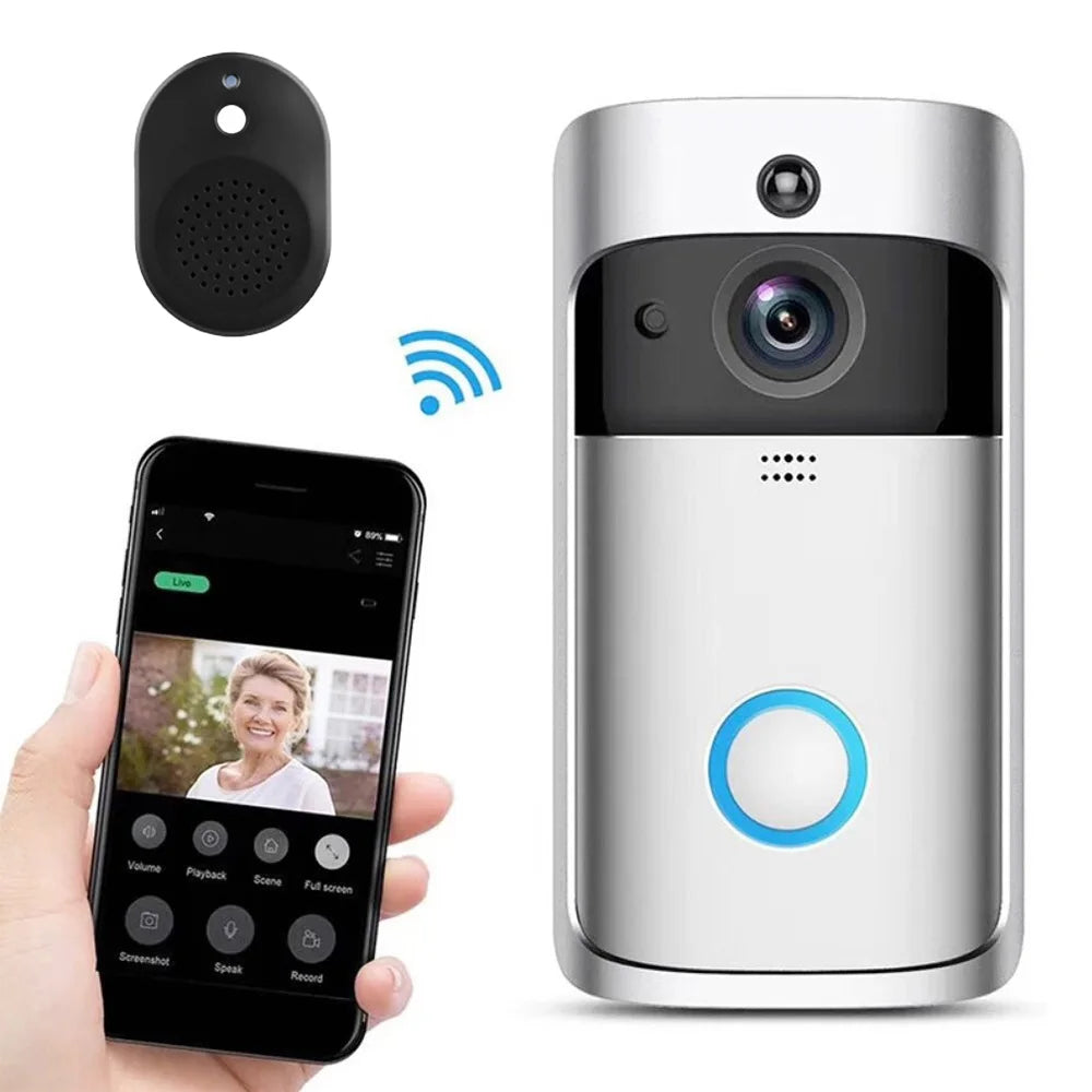 Wireless HD WiFi Video V5 Doorbell - 720P Night Vision, Two-Way Intercom & Motion Alerts for Home Security 9957152129345-1