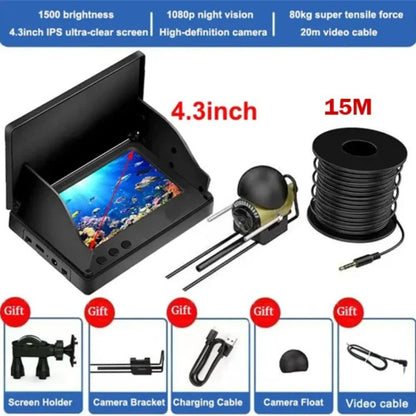 HD Underwater Camera 4.3" Screen 30m Depth Temp Sensor