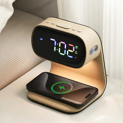 Creative 3-in-1 Bedside Lamp – Wireless Phone Charger & Smart Alarm with LCD Display for a Sleek, All-in-One Nightstand Upgrade 8361995010246-1