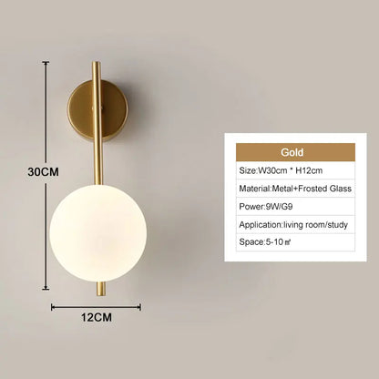 Nordic Golden LED Wall Lamp – 9W G9 Bulb Wall Sconce for Bedroom, Living Room, and Bathroom - Neutral Light