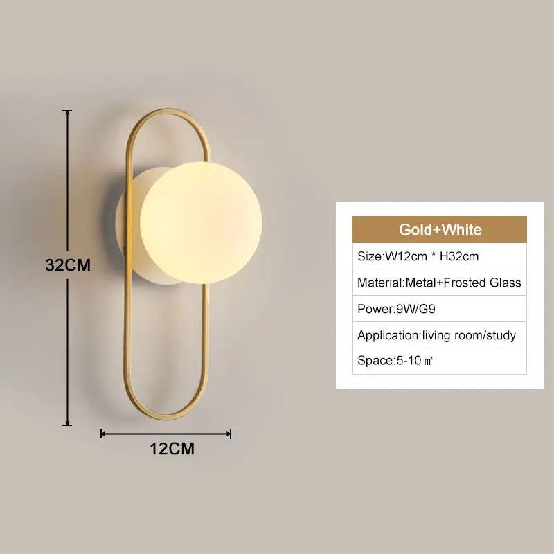 Nordic Golden LED Wall Lamp – 9W G9 Bulb Wall Sconce for Bedroom, Living Room, and Bathroom - Neutral Light