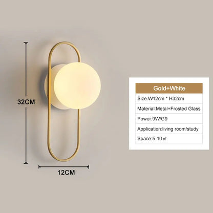 Nordic Golden LED Wall Lamp – 9W G9 Bulb Wall Sconce for Bedroom, Living Room, and Bathroom - Neutral Light