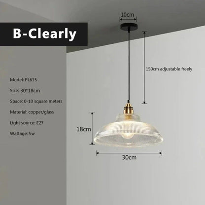 Vintage Style Glass Pendant Light - Scandinavian Hanging Lamp Design 10142339957075-1