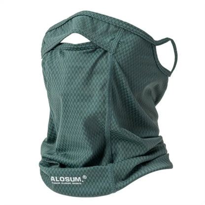 Army Green UV Protection Breathable Cycling Face Mask with Ear Hooks - Summer Ice Silk Neck Gaiter for Men and Women V888-ELOSUNG17378