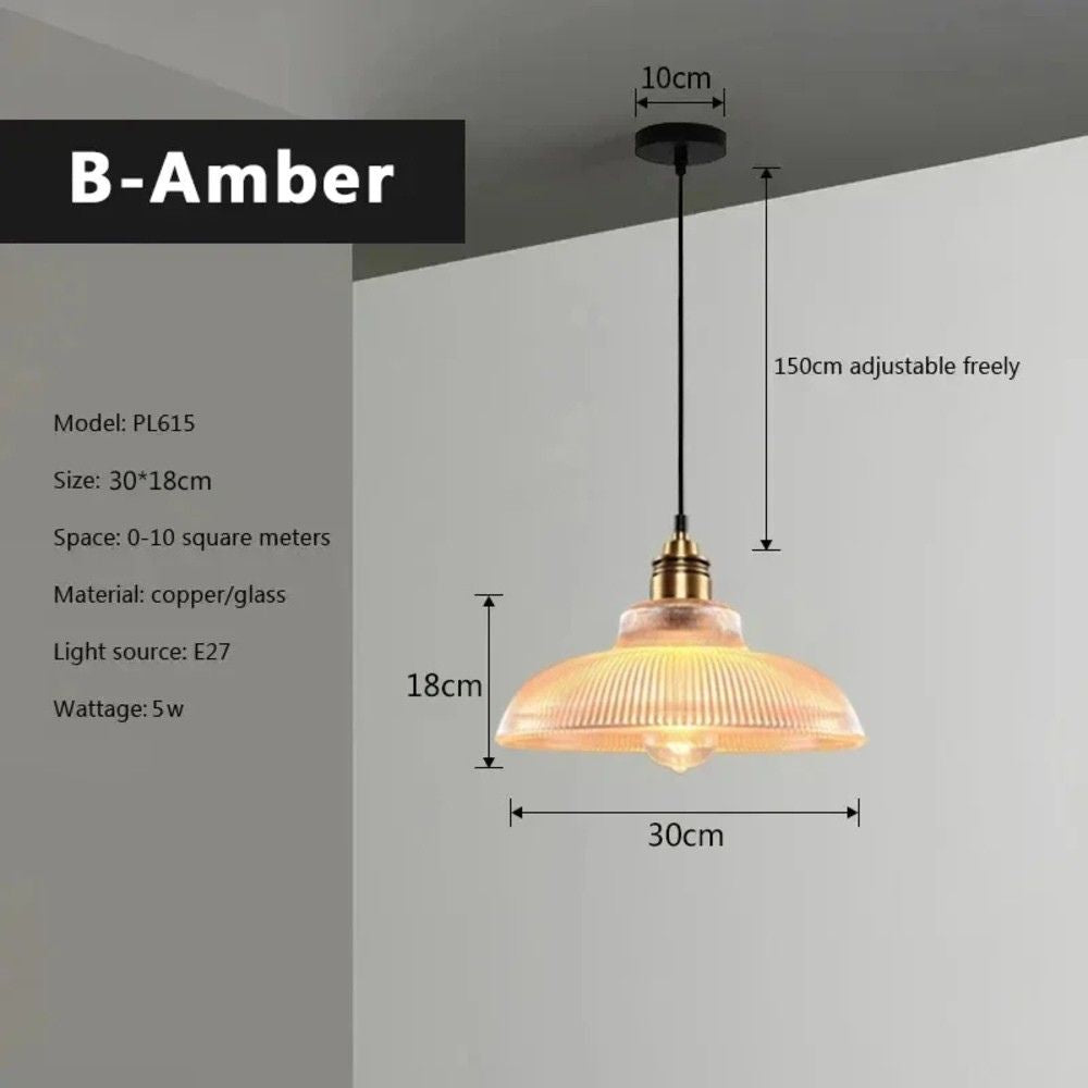 Vintage Style Glass Pendant Light - Scandinavian Hanging Lamp Design 10142339957075-1