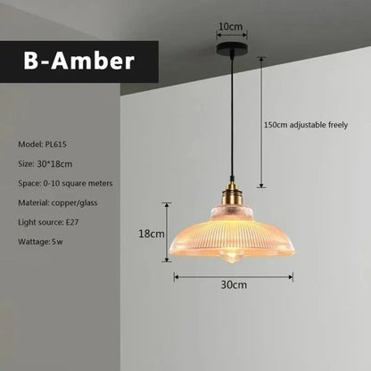 Vintage Style Glass Pendant Light - Scandinavian Hanging Lamp Design 10142339957075-1