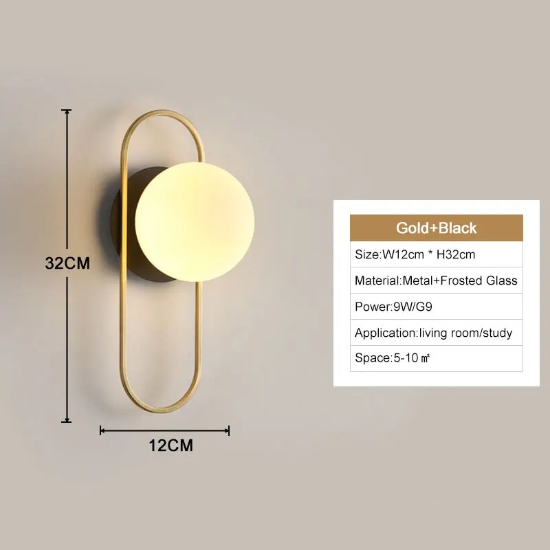 Nordic Golden LED Wall Lamp – 9W G9 Bulb Wall Sconce for Bedroom, Living Room, and Bathroom - Neutral Light