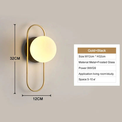 Nordic Golden LED Wall Lamp – 9W G9 Bulb Wall Sconce for Bedroom, Living Room, and Bathroom - Neutral Light