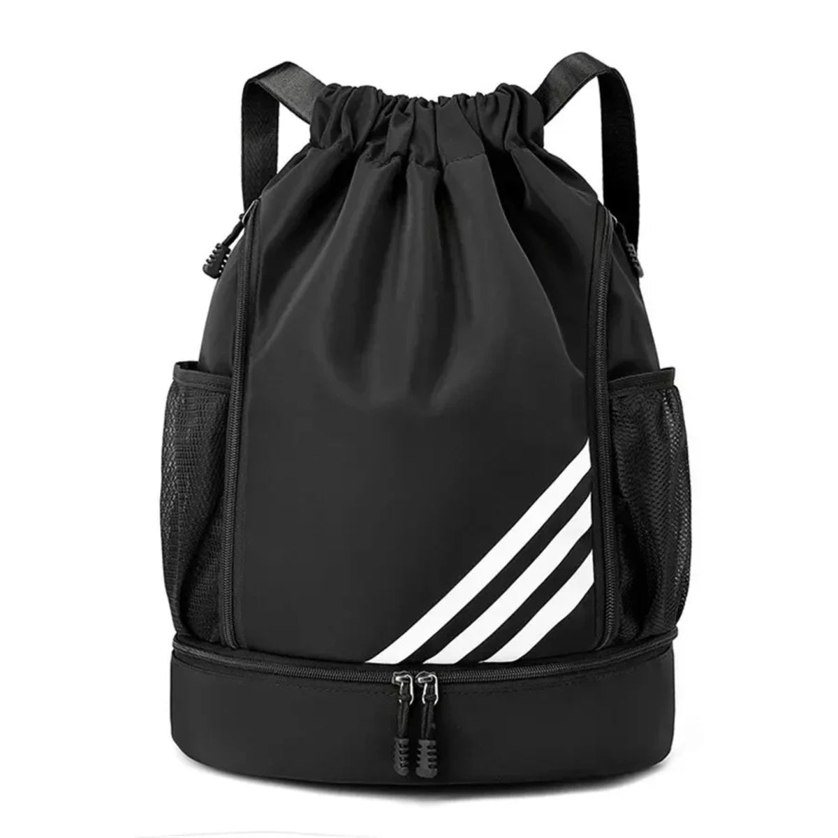 Waterproof Sports Drawstring Backpack Large Capacity Shoe Compartment Black 8512795148590-1