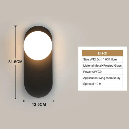 Nordic Golden LED Wall Lamp – 9W G9 Bulb Wall Sconce for Bedroom, Living Room, and Bathroom - Neutral Light