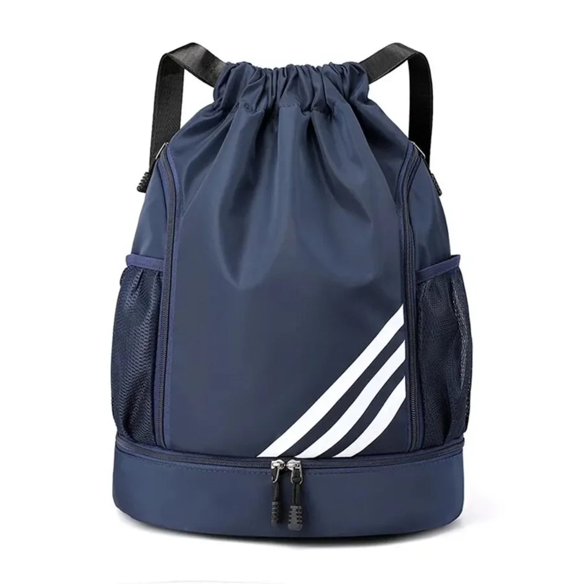 Waterproof Sports Drawstring Backpack Large Capacity Shoe Compartment Black 8512795148590-1