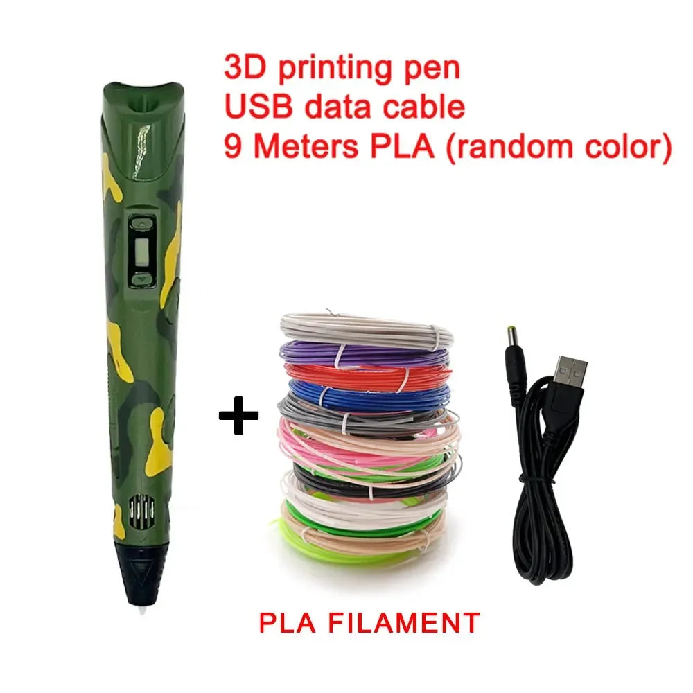 Creative 3D Printing Pen Set with 9 Meter Colorful Filament Bundle 7877390237939-2